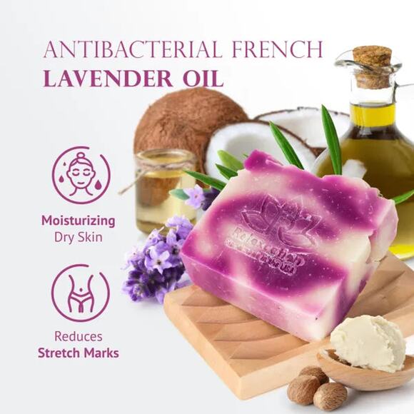 French LAVENDER SHEA BUTTER Natural Soap Bar - Picture 5 of 9